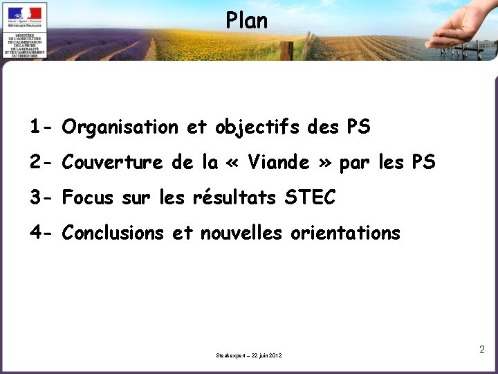 Plan 1 - Organisation et objectifs des PS 2 - Couverture de la «