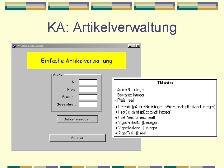 KA: Artikelverwaltung 