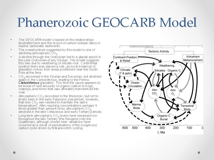 Phanerozoic GEOCARB Model • • • The GEOCARB model is based on the relationships