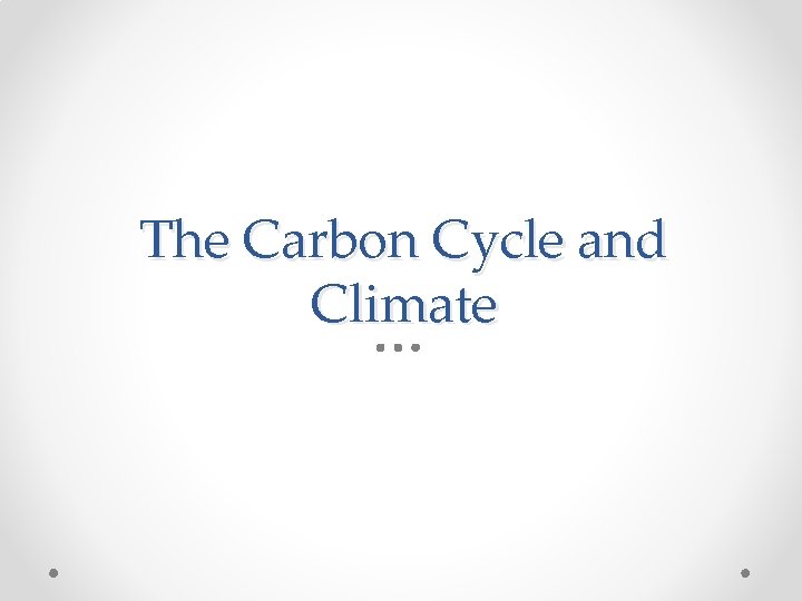 The Carbon Cycle and Climate 