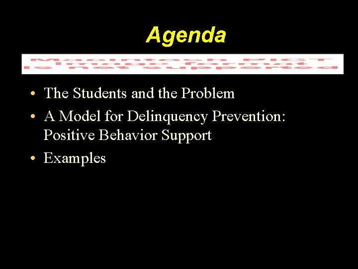Agenda • The Students and the Problem • A Model for Delinquency Prevention: Positive
