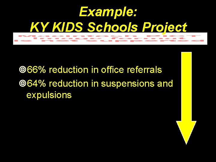 Example: KY KIDS Schools Project ¥ 66% reduction in office referrals ¥ 64% reduction