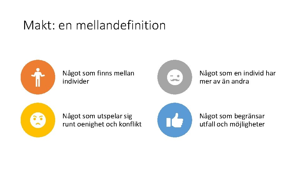 Makt: en mellandefinition Något som finns mellan individer Något som en individ har mer
