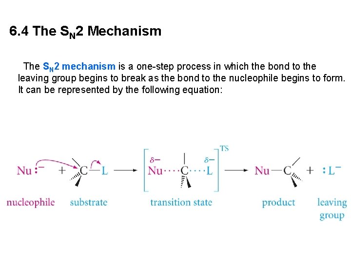 6. 4 The SN 2 Mechanism The SN 2 mechanism is a one-step process 6. 4 The SN 2 Mechanism The SN 2 mechanism is a one-step process