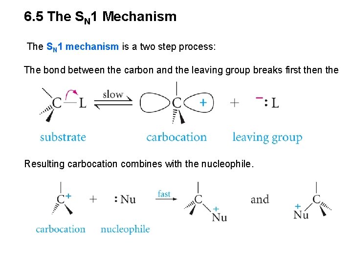 6. 5 The SN 1 Mechanism The SN 1 mechanism is a two step