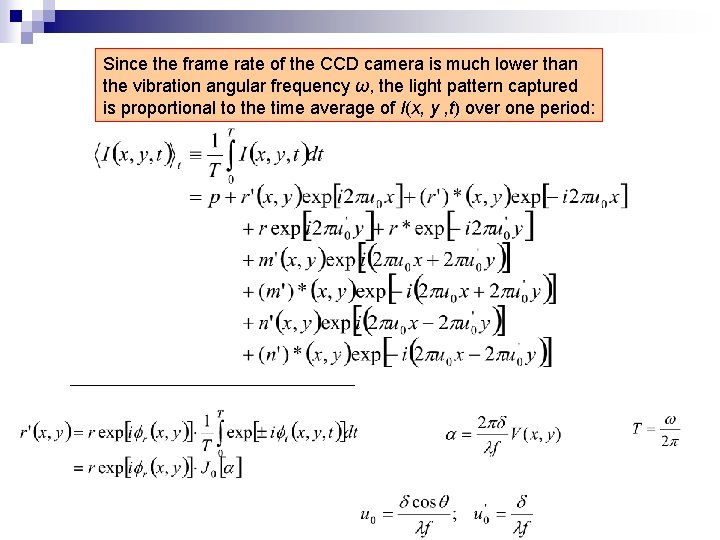 Since the frame rate of the CCD camera is much lower than the vibration