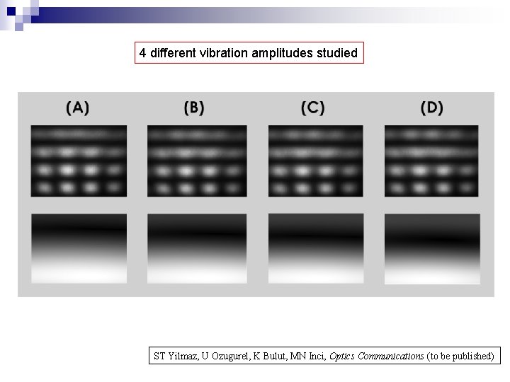 4 different vibration amplitudes studied ST Yilmaz, U Ozugurel, K Bulut, MN Inci, Optics