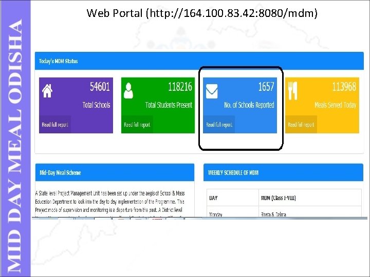 Web Portal (http: //164. 100. 83. 42: 8080/mdm) 