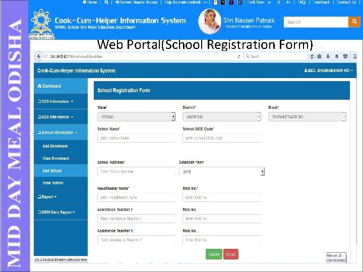 Web Portal(School Registration Form) 