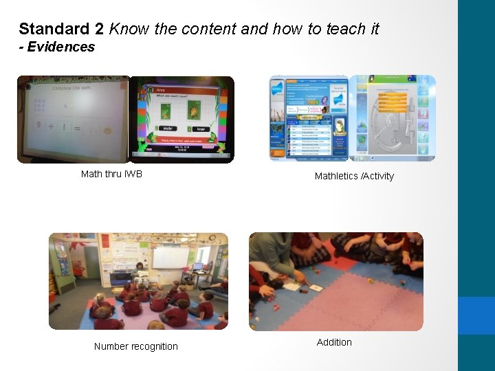 Standard 2 Know the content and how to teach it - Evidences Math thru