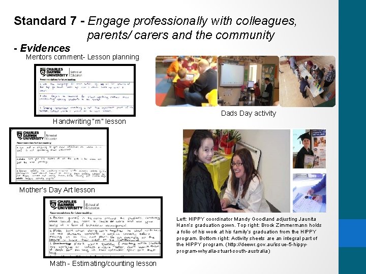 Standard 7 - Engage professionally with colleagues, parents/ carers and the community - Evidences