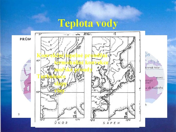 Teplota vody Konvekční tepelné proudění termohaliní konvekce mořské proudy Turbulence slapy vlny 