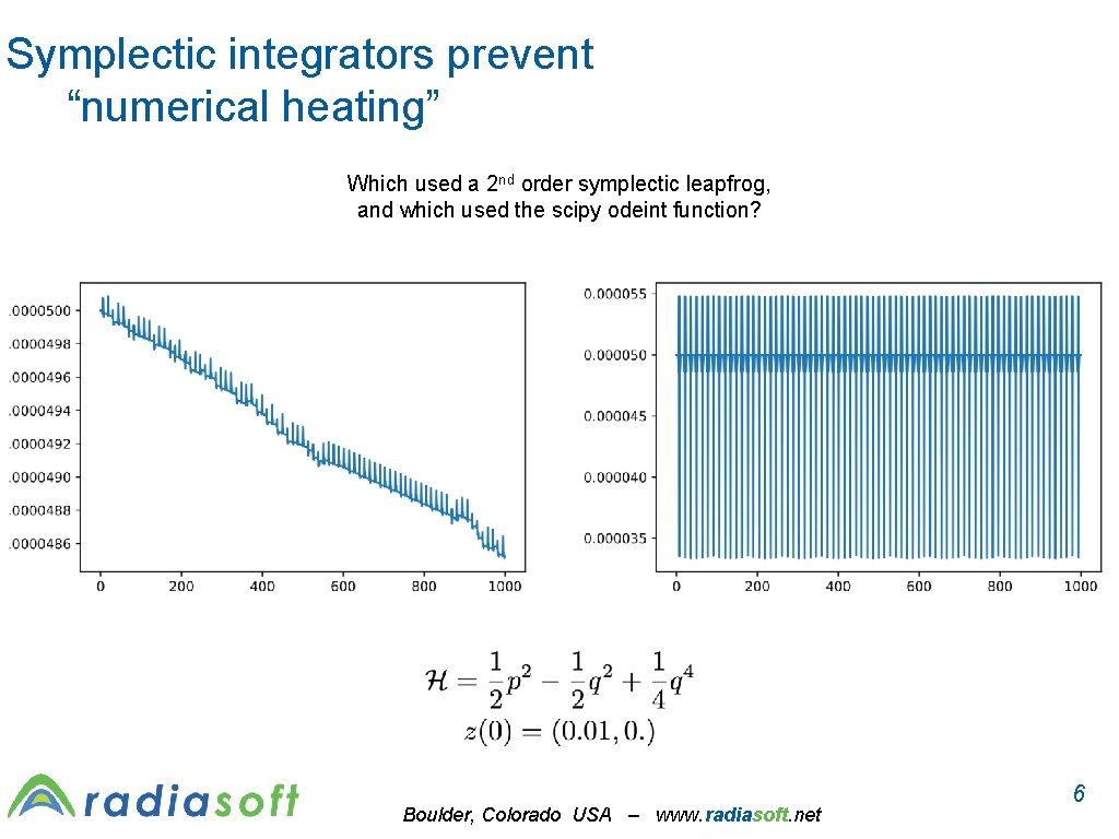 Symplectic integrators prevent “numerical heating” Which used a 2 nd order symplectic leapfrog, and