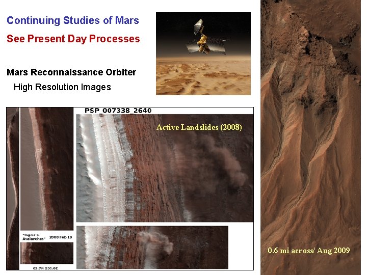 Continuing Studies of Mars See Present Day Processes Mars Reconnaissance Orbiter High Resolution Images