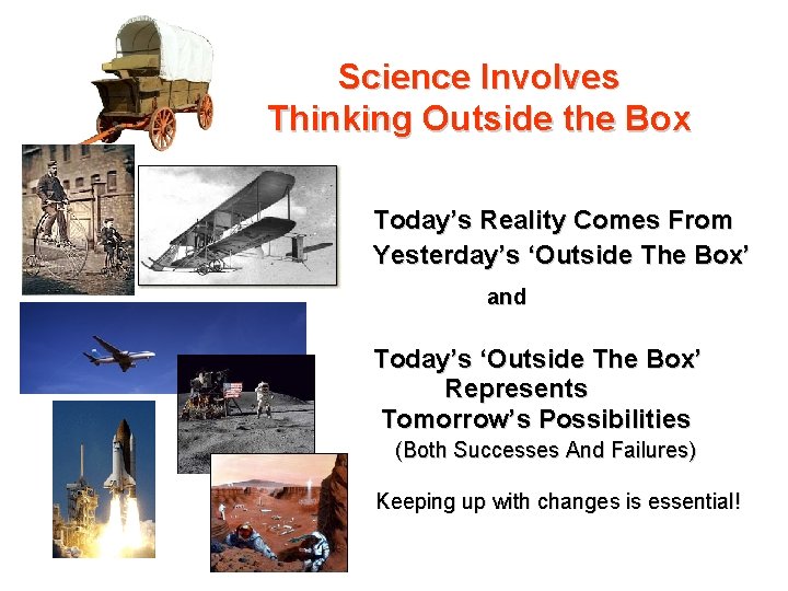 Science Involves Thinking Outside the Box Today’s Reality Comes From Yesterday’s ‘Outside The Box’