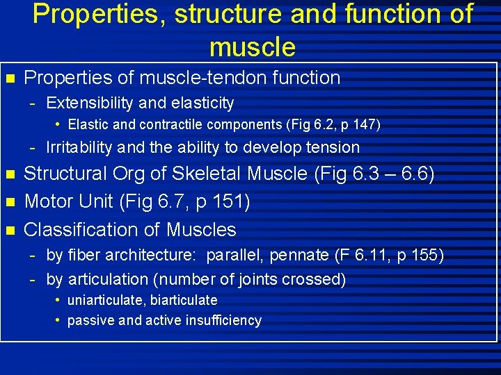 Properties, structure and function of muscle n Properties of muscle-tendon function - Extensibility and