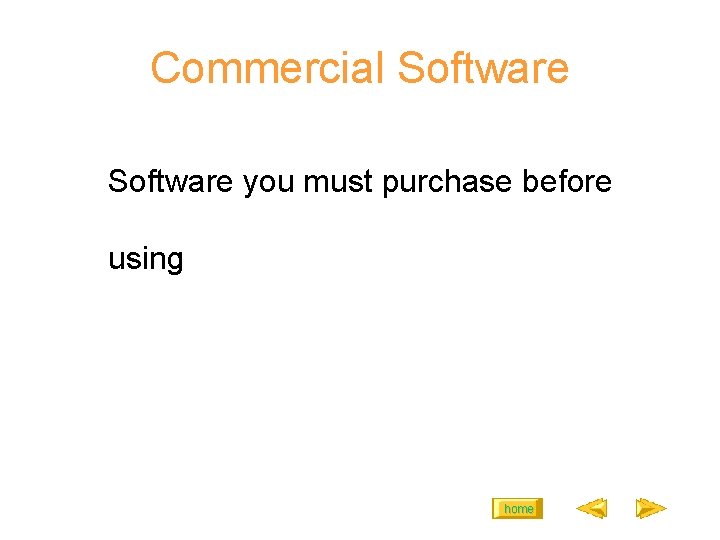 Commercial Software you must purchase before using home 