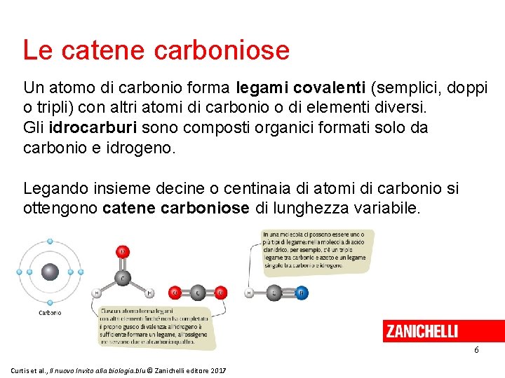 Le catene carboniose Un atomo di carbonio forma legami covalenti (semplici, doppi o tripli)