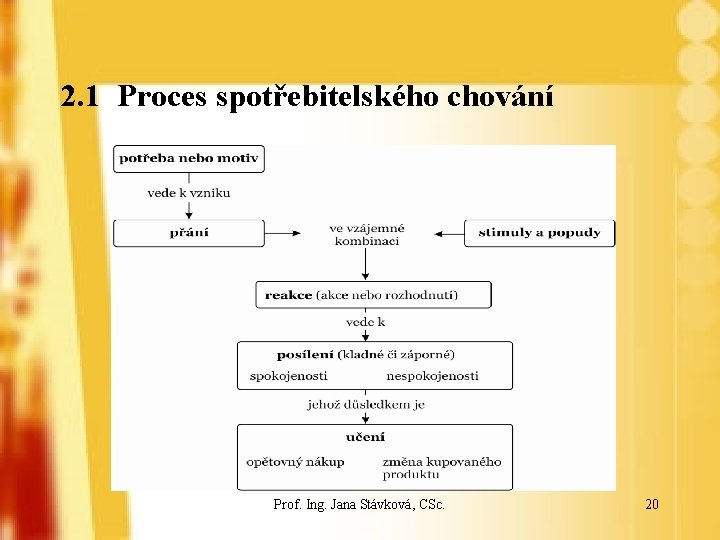 2. 1 Proces spotřebitelského chování Prof. Ing. Jana Stávková, CSc. 20 