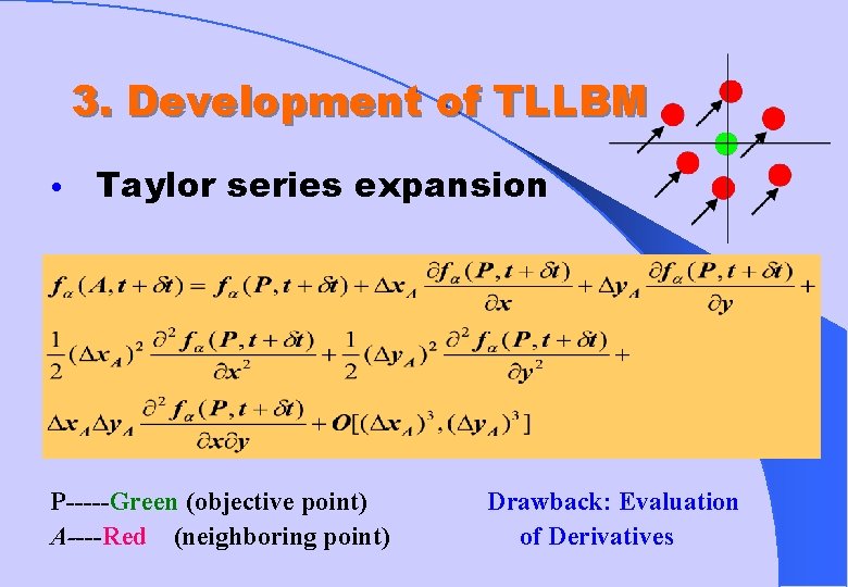 3. Development of TLLBM • Taylor series expansion P-----Green (objective point) A----Red (neighboring point)