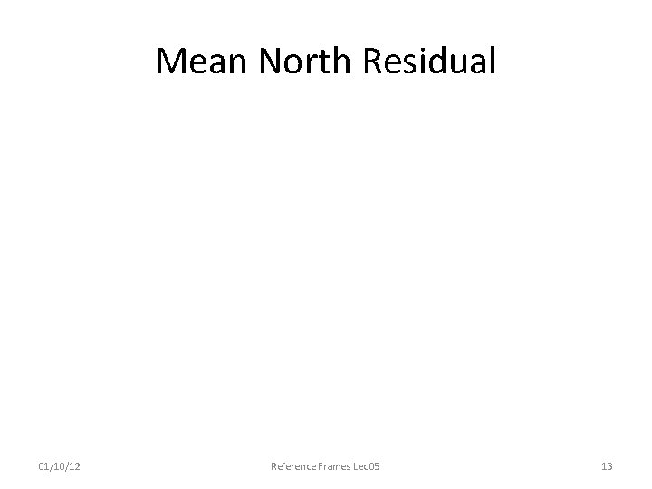 Mean North Residual 01/10/12 Reference Frames Lec 05 13 