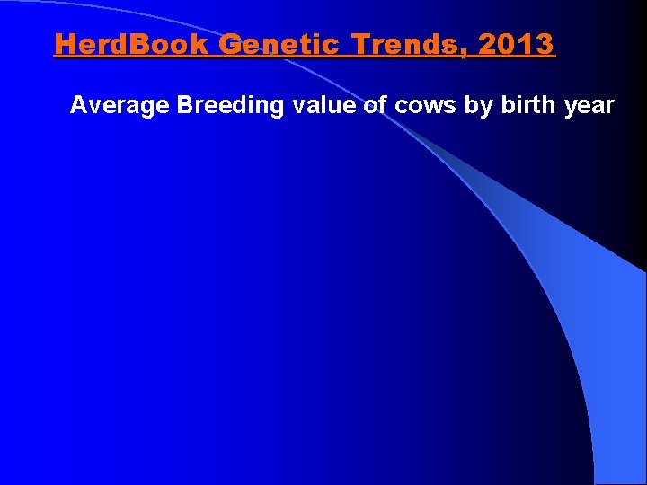 Herd. Book Genetic Trends, 2013 Average Breeding value of cows by birth year 