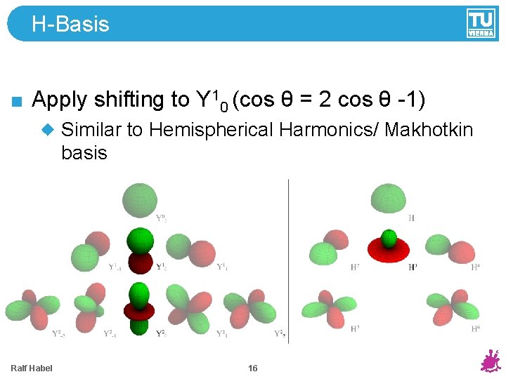 H-Basis Apply shifting to Y 10 (cos θ = 2 cos θ -1) Similar H-Basis Apply shifting to Y 10 (cos θ = 2 cos θ -1) Similar