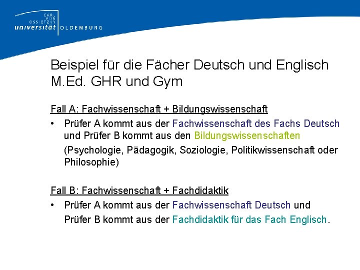 Beispiel für die Fächer Deutsch und Englisch M. Ed. GHR und Gym Fall A: