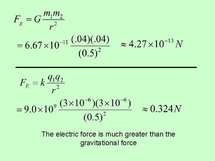 The electric force is much greater than the gravitational force 