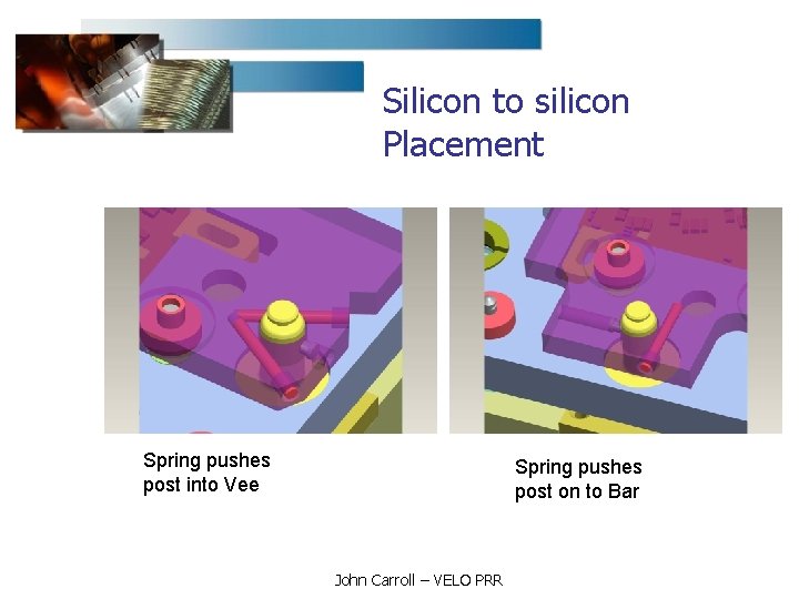 Silicon to silicon Placement Spring pushes post into Vee Spring pushes post on to