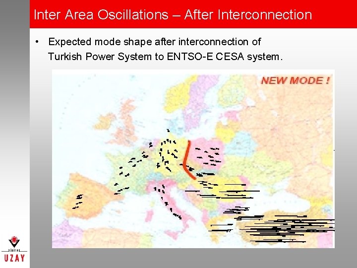 Inter Area Oscillations – After Interconnection • Expected mode shape after interconnection of Turkish