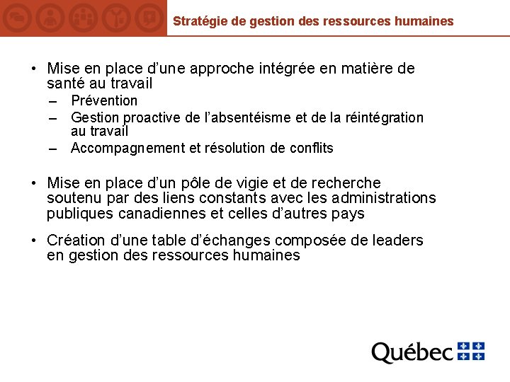 Stratégie de gestion des ressources humaines • Mise en place d’une approche intégrée en