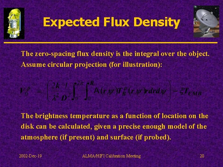 Expected Flux Density The zero-spacing flux density is the integral over the object. Assume