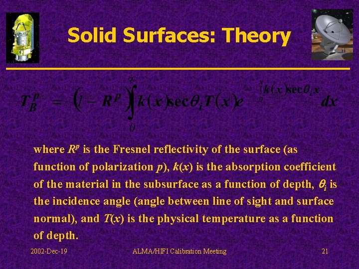 Solid Surfaces: Theory where Rp is the Fresnel reflectivity of the surface (as function