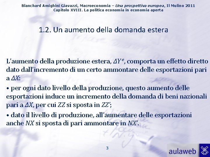 Blanchard Amighini Giavazzi, Macroeconomia – Una prospettiva europea, Il Mulino 2011 Capitolo XVIII. La