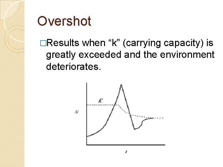 Overshot �Results when “k” (carrying capacity) is greatly exceeded and the environment deteriorates. 