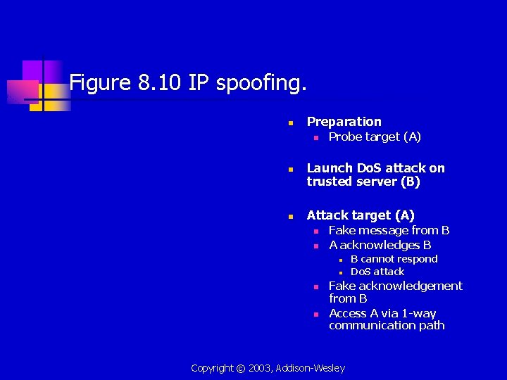 Figure 8. 10 IP spoofing. n Preparation n Probe target (A) Launch Do. S