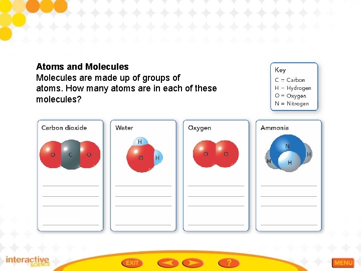 Atoms and Molecules are made up of groups of atoms. How many atoms are