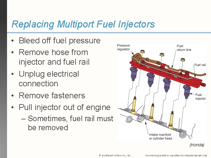 Replacing Multiport Fuel Injectors • Bleed off fuel pressure • Remove hose from injector