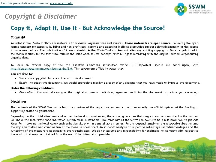 Find this presentation and more on: www. ssswm. info. Copyright & Disclaimer Copy it,