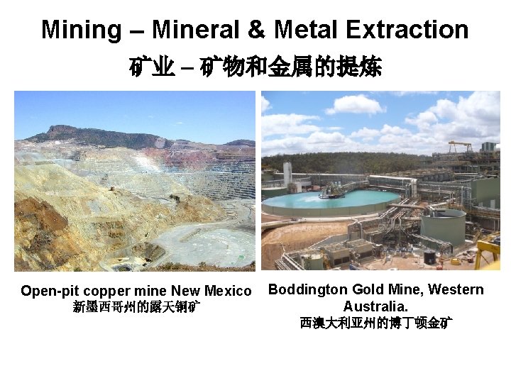 Mining – Mineral & Metal Extraction 矿业 – 矿物和金属的提炼 Open-pit copper mine New Mexico