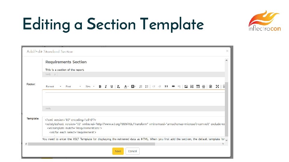 Editing a Section Template 