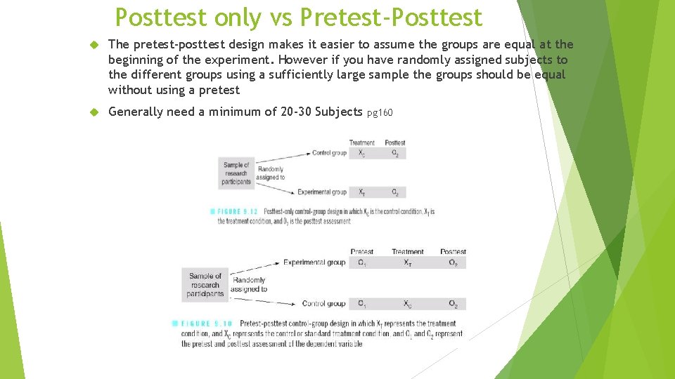 Posttest only vs Pretest-Posttest The pretest-posttest design makes it easier to assume the groups