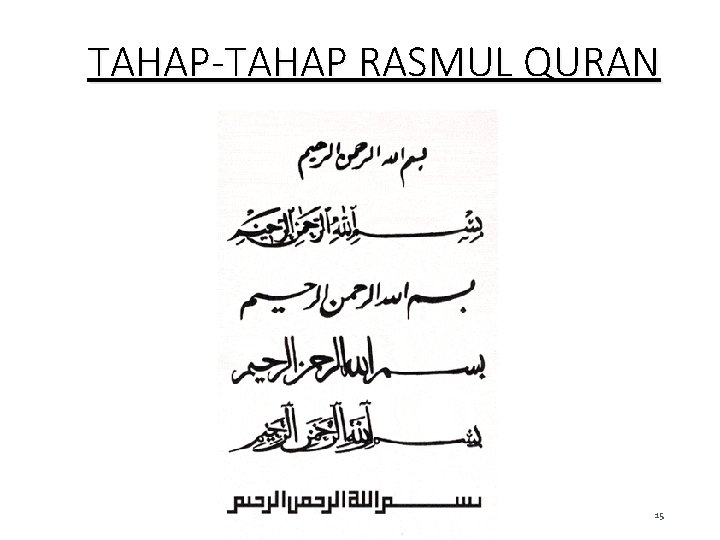 TAHAP-TAHAP RASMUL QURAN 15 TAHAP-TAHAP RASMUL QURAN 15