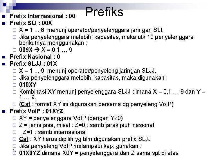 n n n Prefiks Prefix Internasional : 00 Prefix SLI : 00 X ¨
