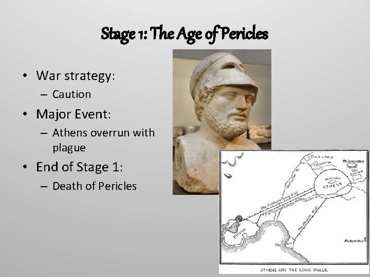Stage 1: The Age of Pericles • War strategy: – Caution • Major Event: