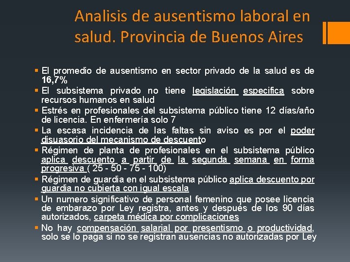 Analisis de ausentismo laboral en salud. Provincia de Buenos Aires § El promedio de