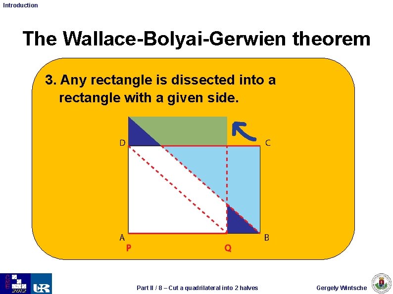 Introduction The Wallace-Bolyai-Gerwien theorem 3. Any rectangle is dissected into a rectangle with a