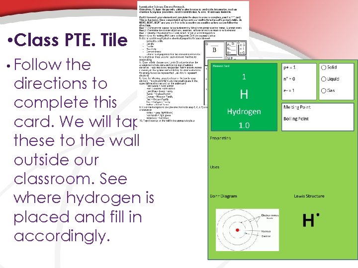  • Class PTE. Tile • Follow the directions to complete this card. We