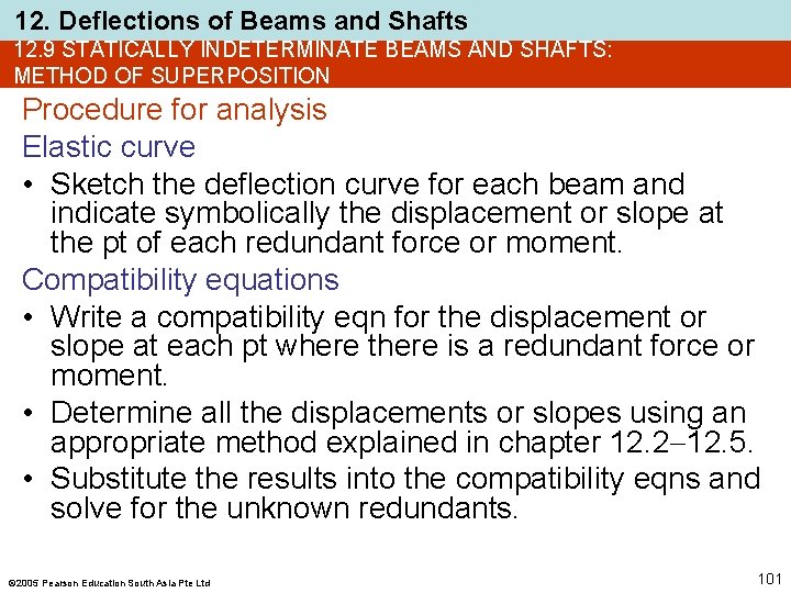 12. Deflections of Beams and Shafts 12. 9 STATICALLY INDETERMINATE BEAMS AND SHAFTS: METHOD